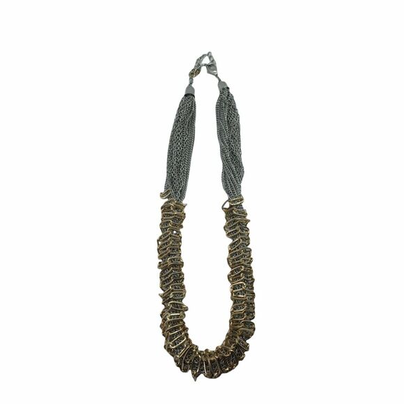Ali Khan Choker Necklace Women's Silver Gold Tone Lobster Claw Clasp Funky 18" - Picture 1 of 16